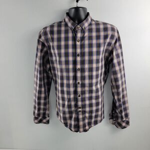 7 Diamonds dress shirt‎ button down XL plaid blue brown 3706